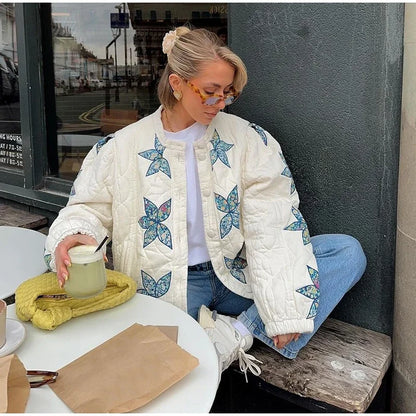 BloomNest Quilted Bomber Jacket