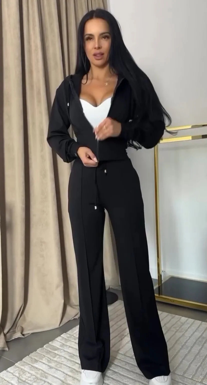 Hooded Zipper Sweatsuit Set