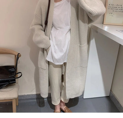 Plush Wave Maxi Knit Pocket Cardigan