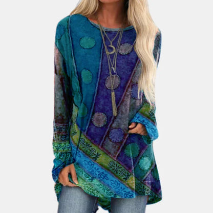 Boho Geometric Print Oversized Tee