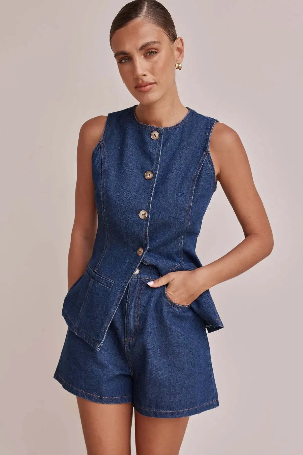 Sunset Chic Sleeveless Suit Set