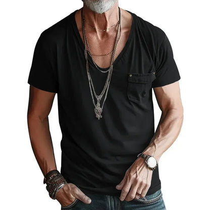Men’s U-Neck Solid Casual T-Shirt