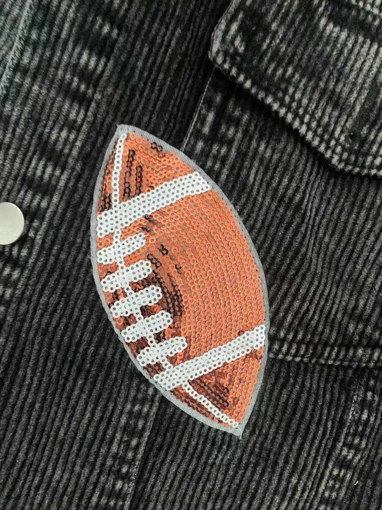 Glow Play Corduroy Sequin Varsity Jacket