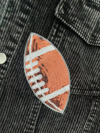 Glow Play Corduroy Sequin Varsity Jacket