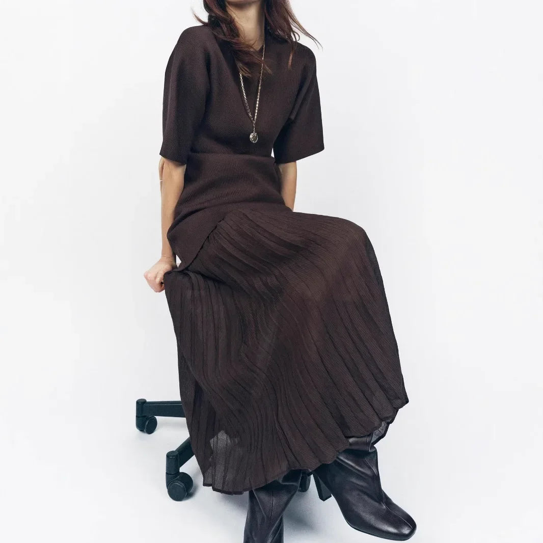 Elegant Pleated Tulle Patchwork Dress