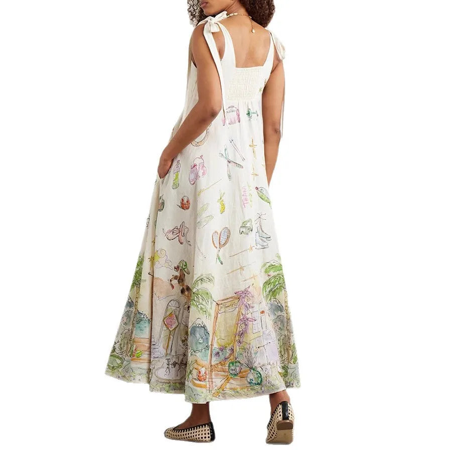 Floral Whisper Lace-Up Summer Dress