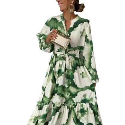 Floral Grace V-Neck A-Line Dress