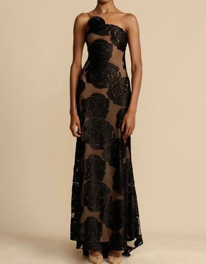 Midnight Allure Backless Evening Dress