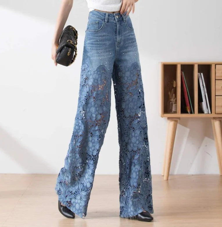 Retro Lace Patchwork Jeans