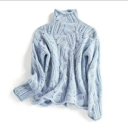 Knotted Sweater  High Collar Thick Warm