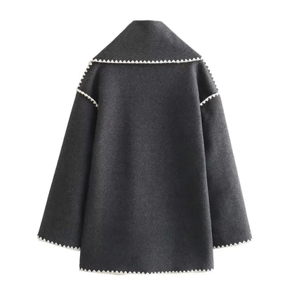 Cozy Weave Scarf Splice Wool Coat