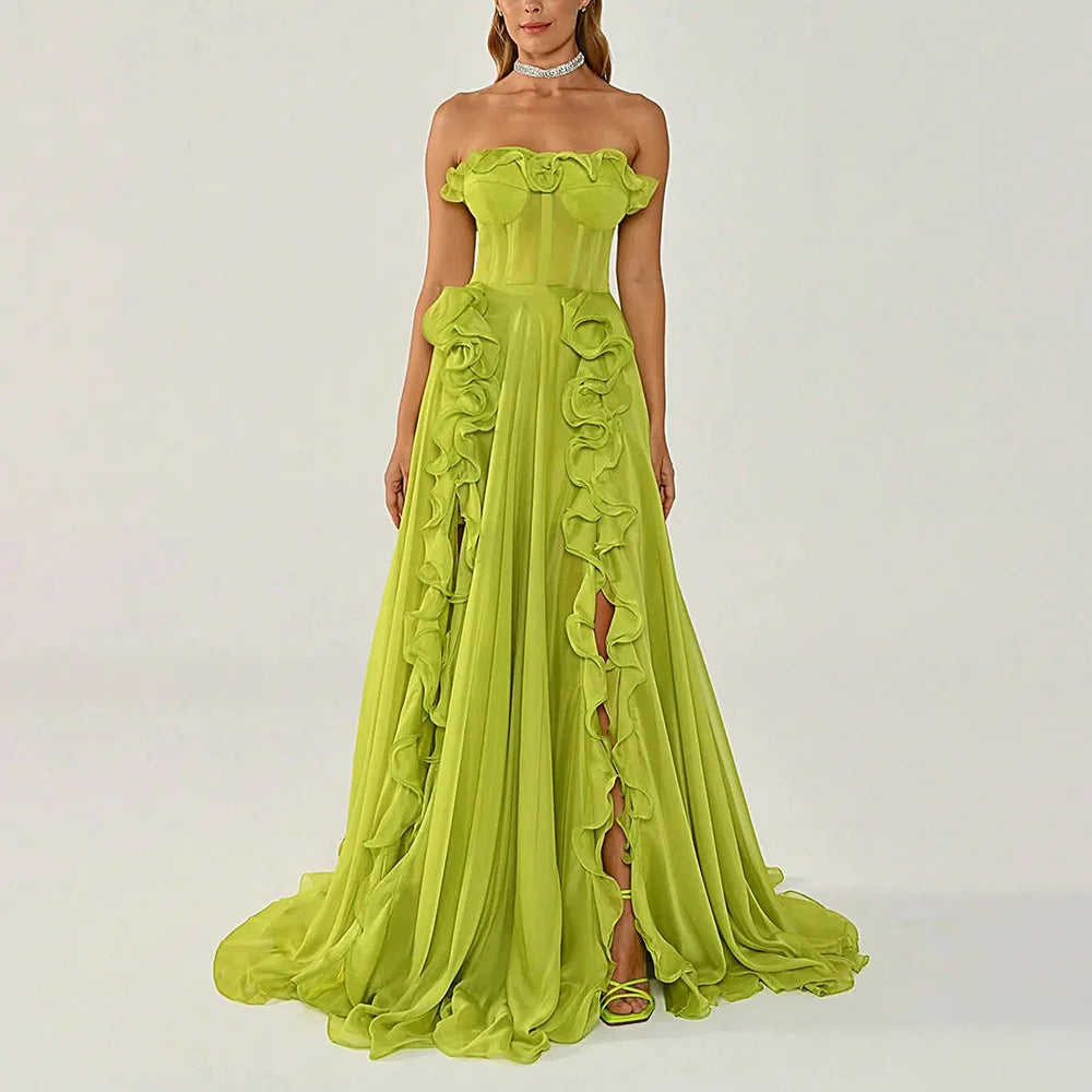 Sultry Grace Strapless Chiffon Gown