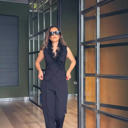 Power Grace Wide-Leg Suit Set