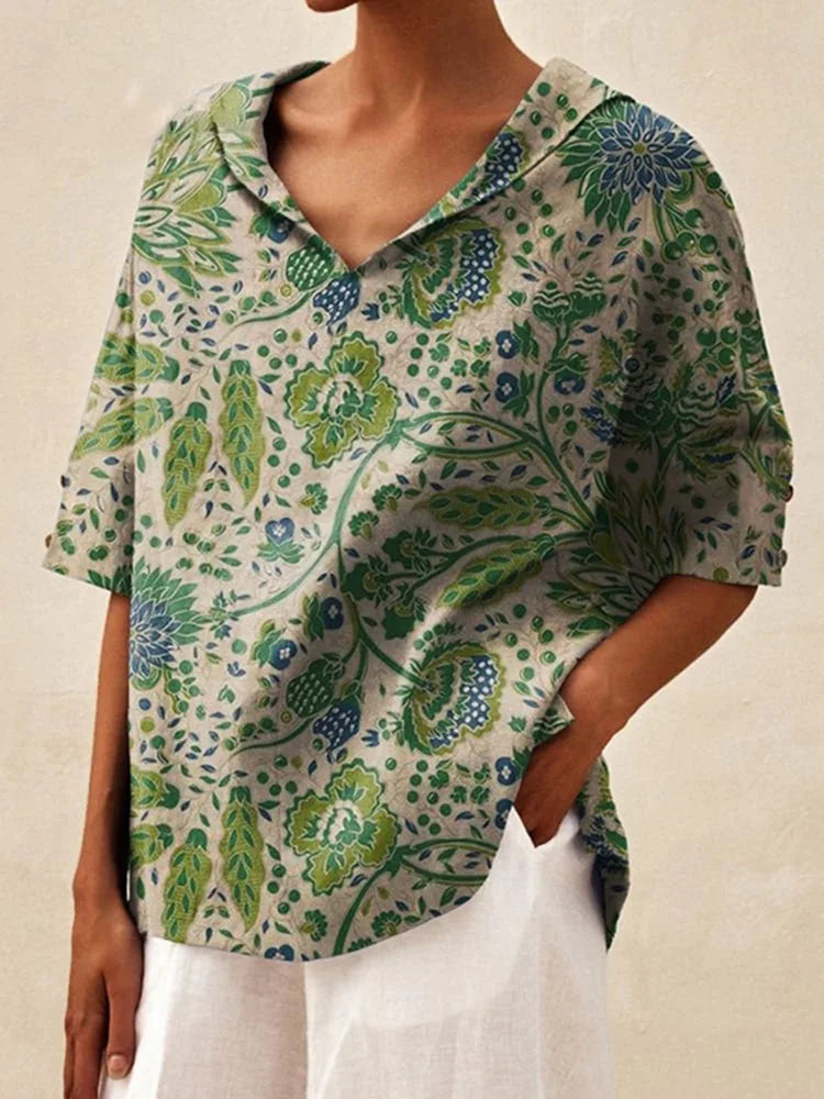 Solid Cotton Linen Hooded Blouse