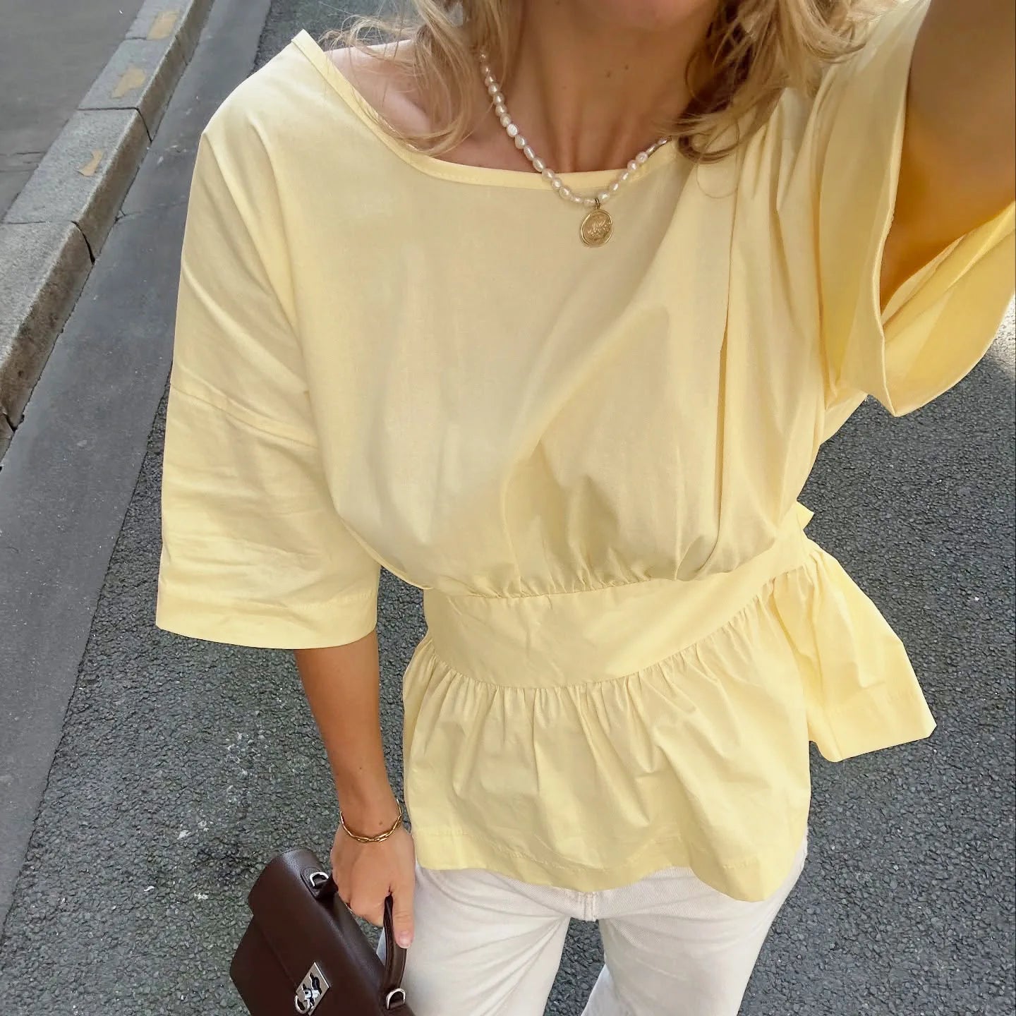 Chic Bow Backless Pleated Top