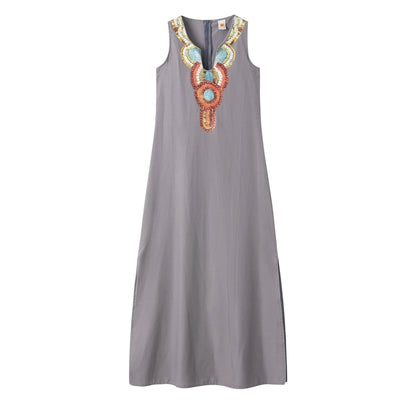 Cotton Slit Hem Boho Dress