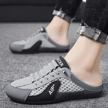 Breathable PU Leather Mesh Slides