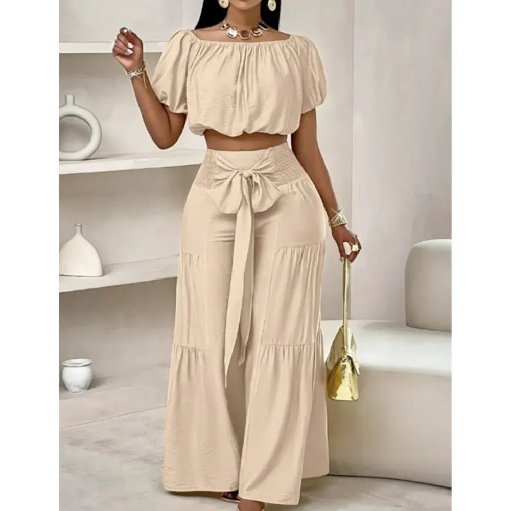 Luxe Curve One-Shoulder Pants Set