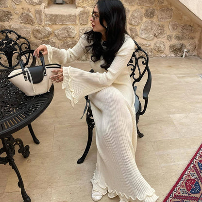 Elegant Knit Ruffle Dress