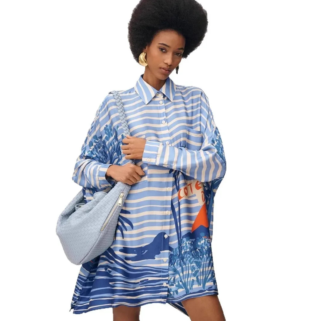 Chic Doodle Print Cardigan Dress