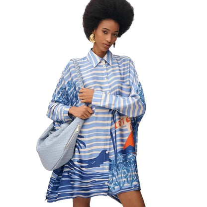 Chic Doodle Print Cardigan Dress
