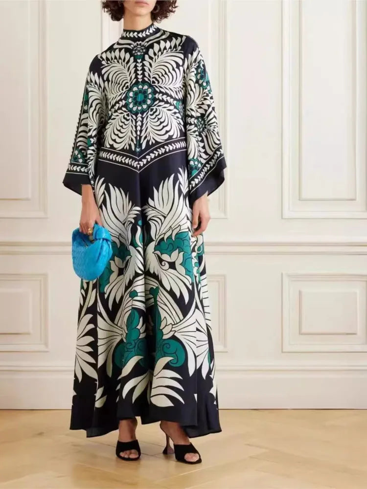 Vintage Muse Printed Maxi Dress