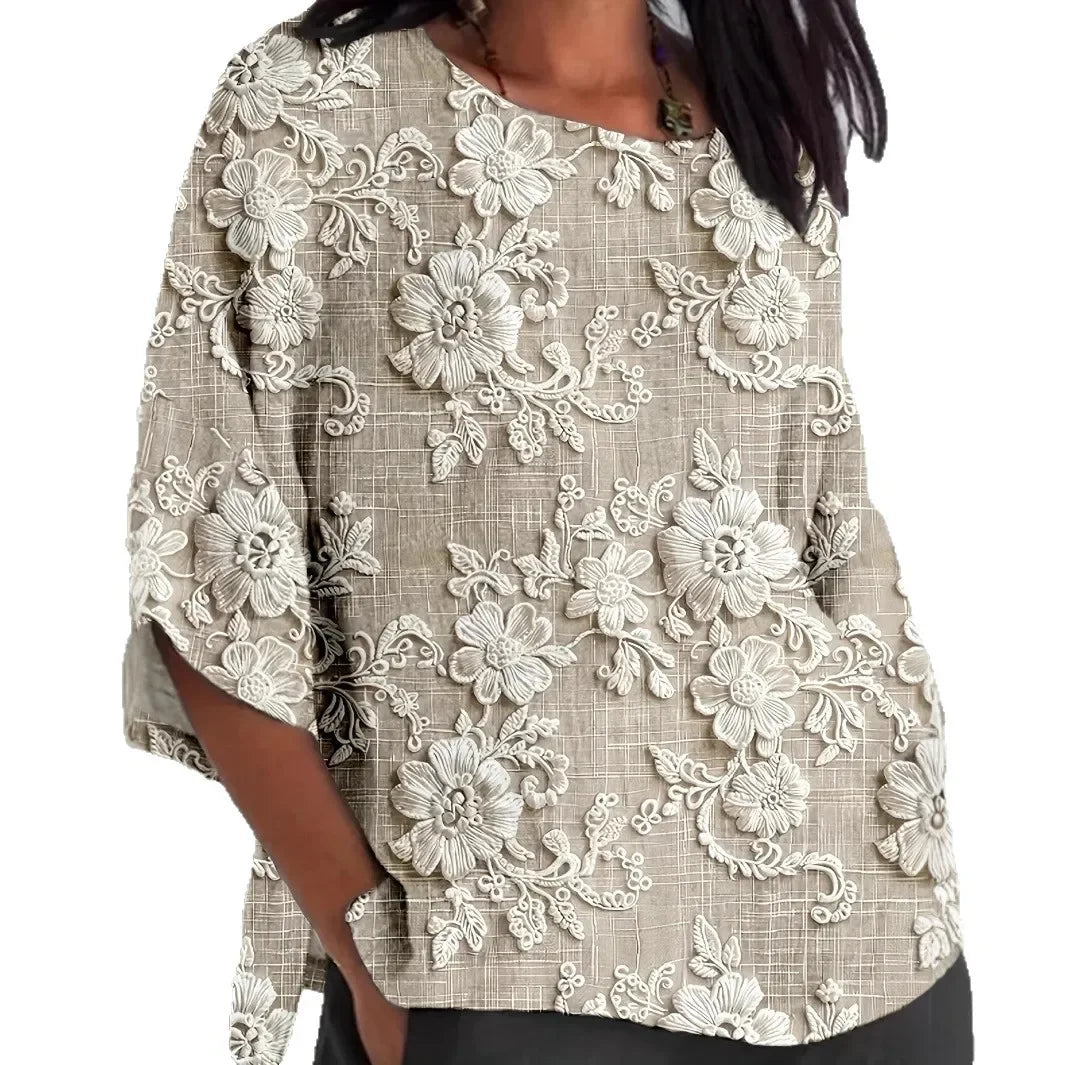 Radiant Elegance V-Neck Blossom Top