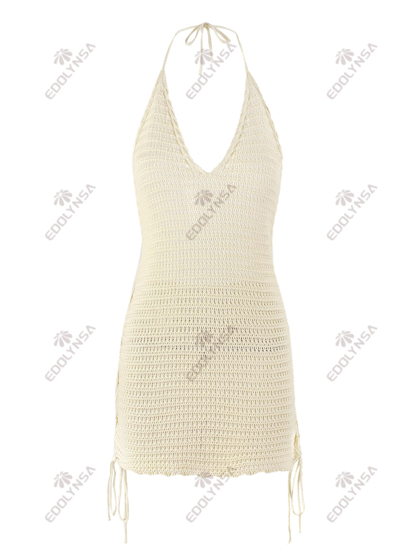 Knit Halter Cross-Strap Mini Dress