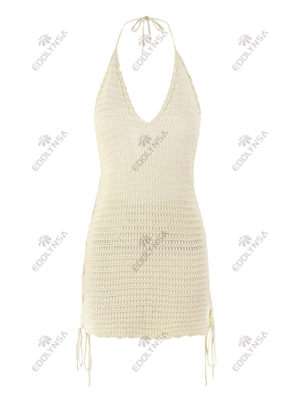 Knit Halter Cross-Strap Mini Dress
