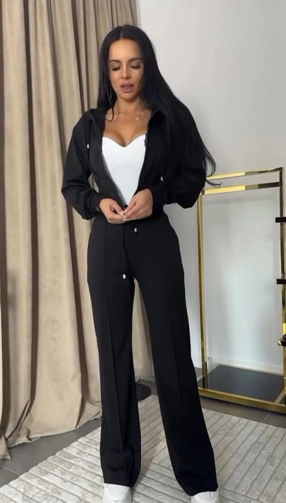 Hooded Zipper Sweatsuit Set