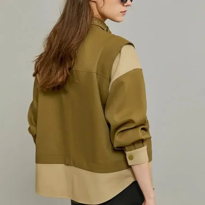 Vibe Craft Contrast Splice Crop Jacket