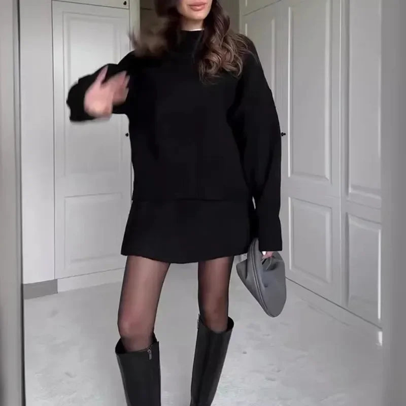 O-Neck Long Sleeve Outfit