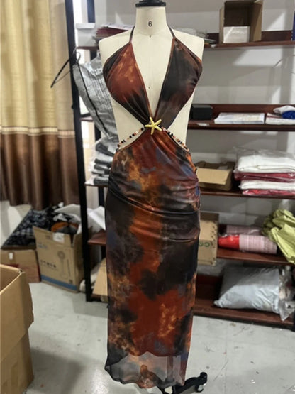 Celestial Edge Pearl Mesh Dress