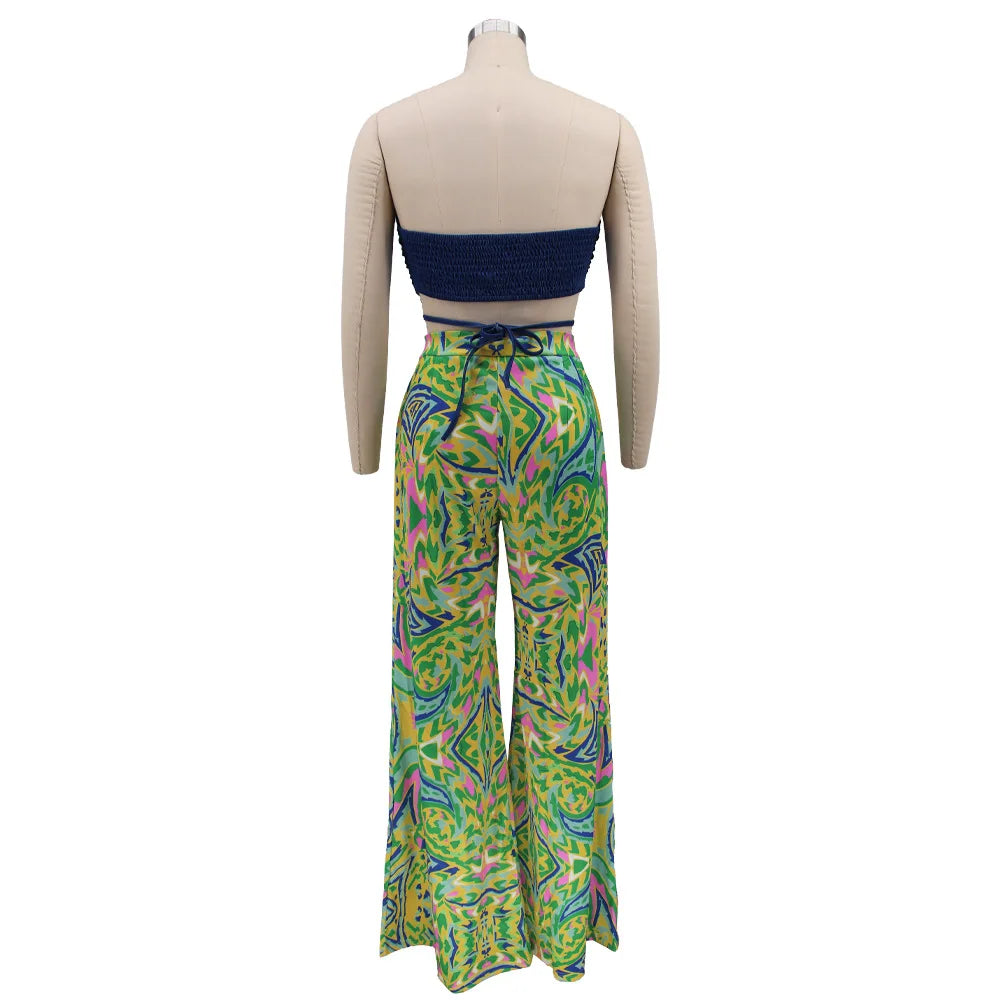 Vivid Bloom Strapless Trouser Set