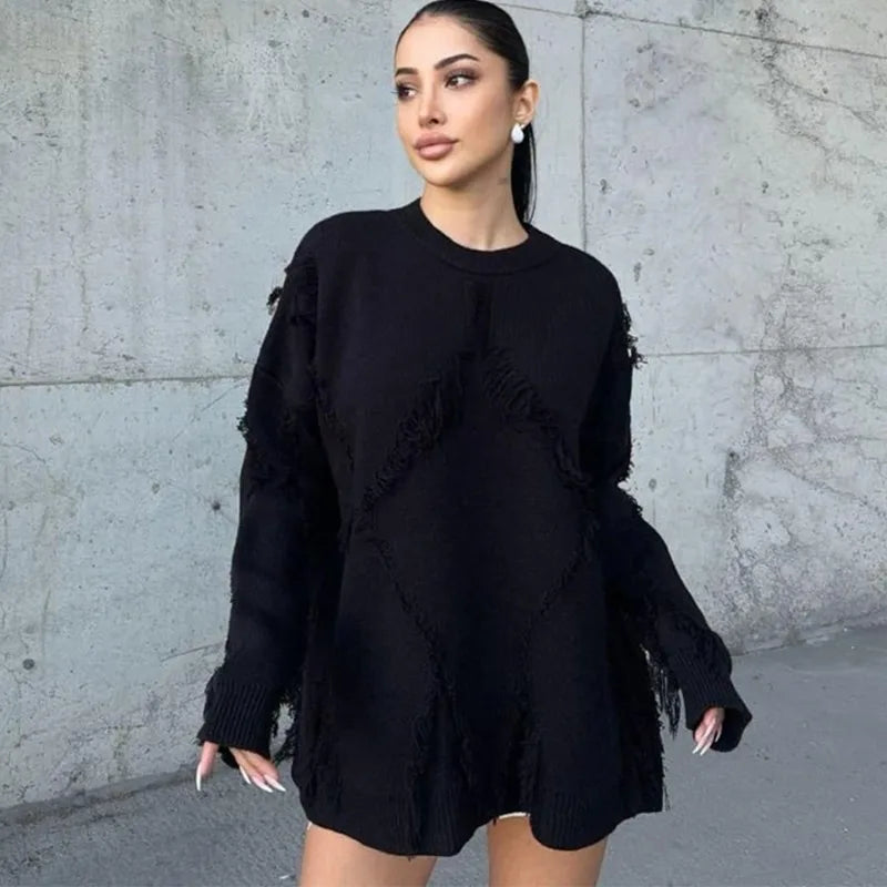 Chic Tassel Patch Sweater
