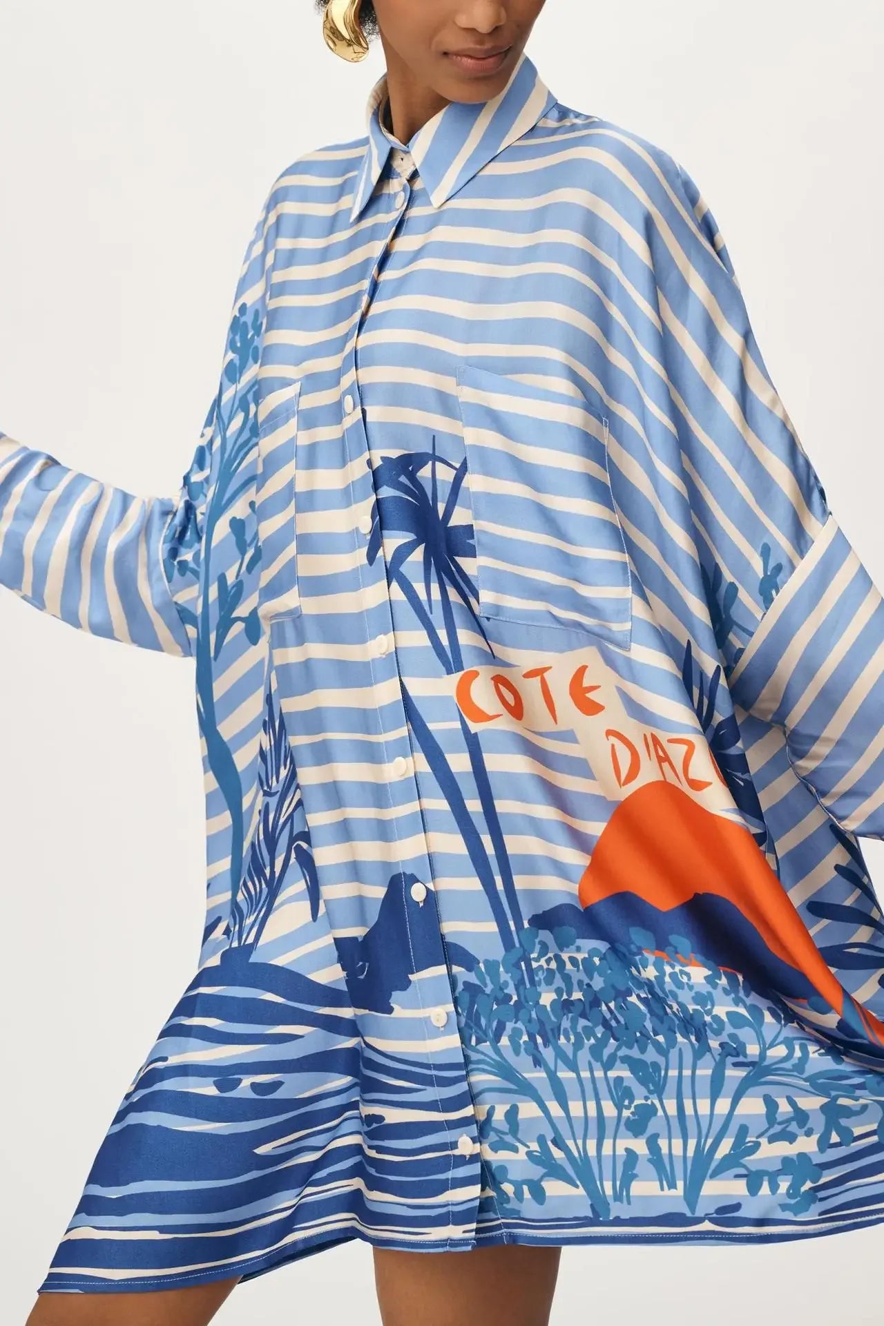 Chic Doodle Print Cardigan Dress