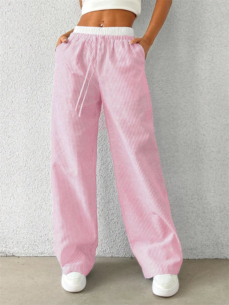 Striped Wide Leg Woven Pants