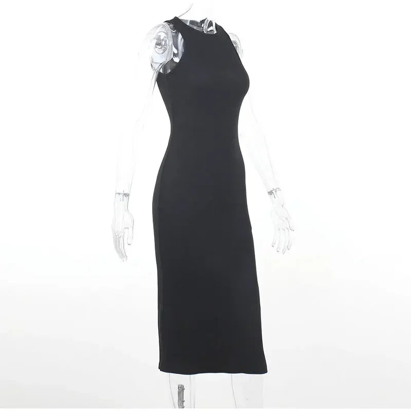 SculptKnit Sleeveless Split Midi Dress