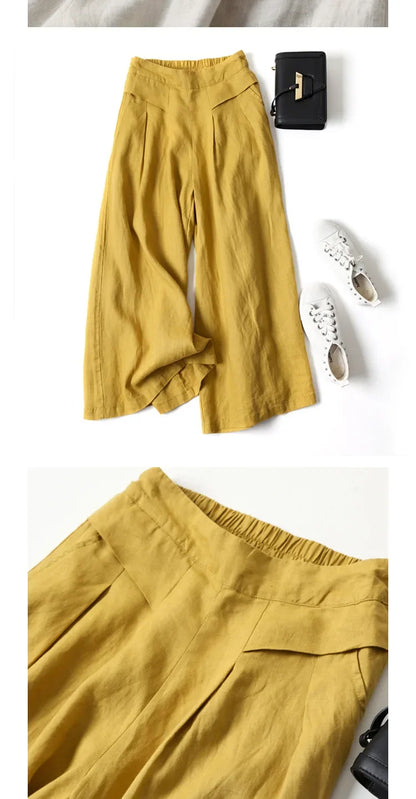 Art Ease Cotton Linen Wide Leg Pants