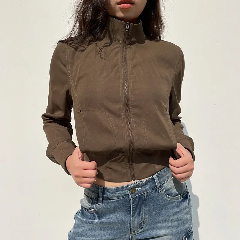 Retro Glow Turtleneck Crop Bomber