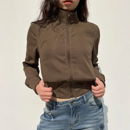 Retro Glow Turtleneck Crop Bomber