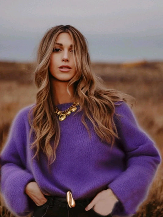Women’s Knit Pullover — Soft Elegant Purple Sweater