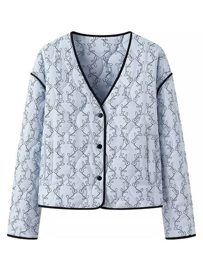 BloomGuard Floral Puffer Button Jacket