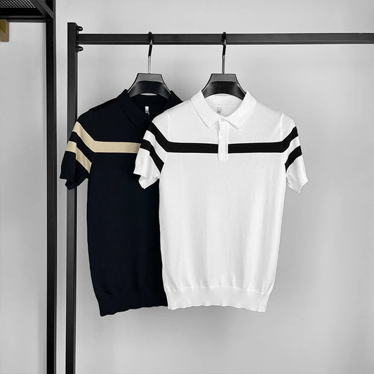 Ice Silk Striped Knit T-Shirt