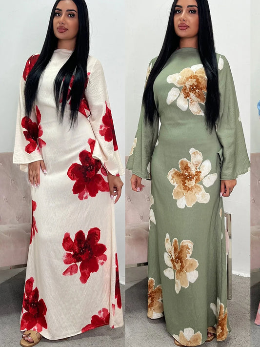Floral Grace Modest Kaftan Dress