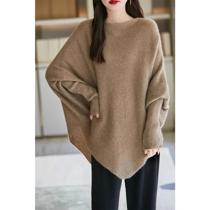 Batwing Sleeve Irregular Knit Sweater