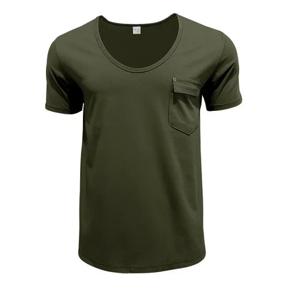 Men’s U-Neck Solid Casual T-Shirt