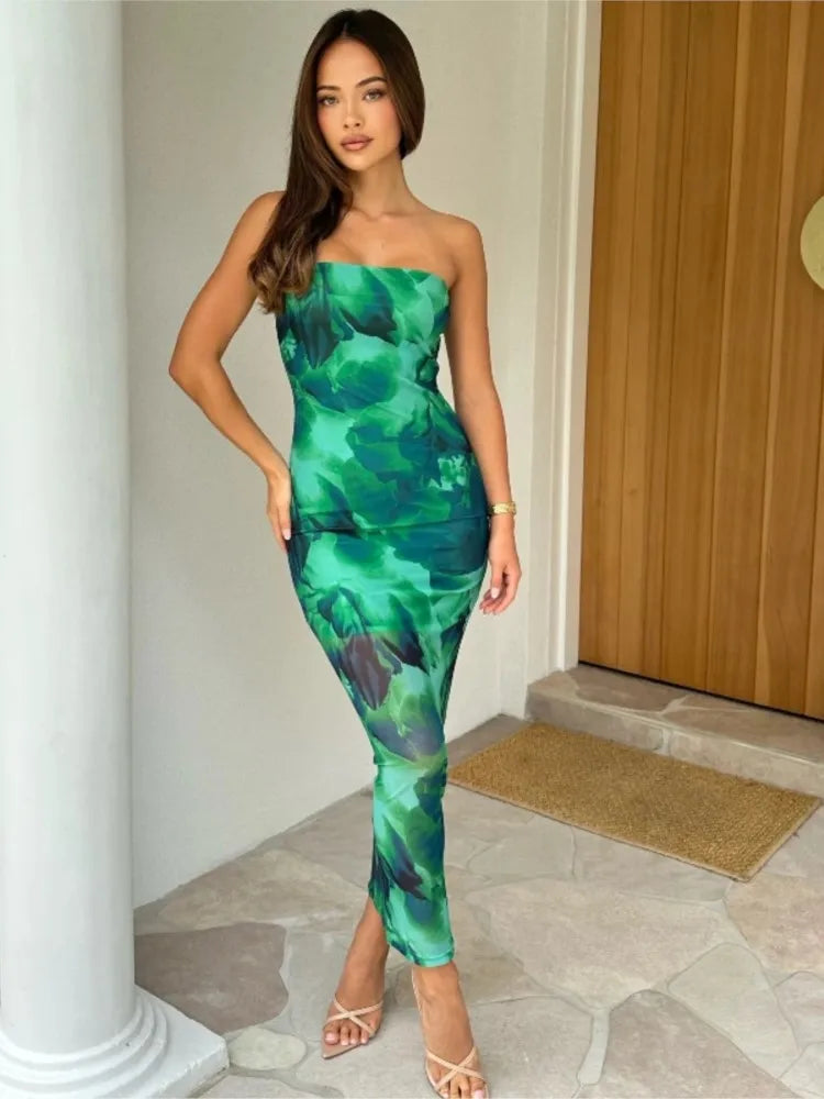 Flawless Backless Green Party Gown