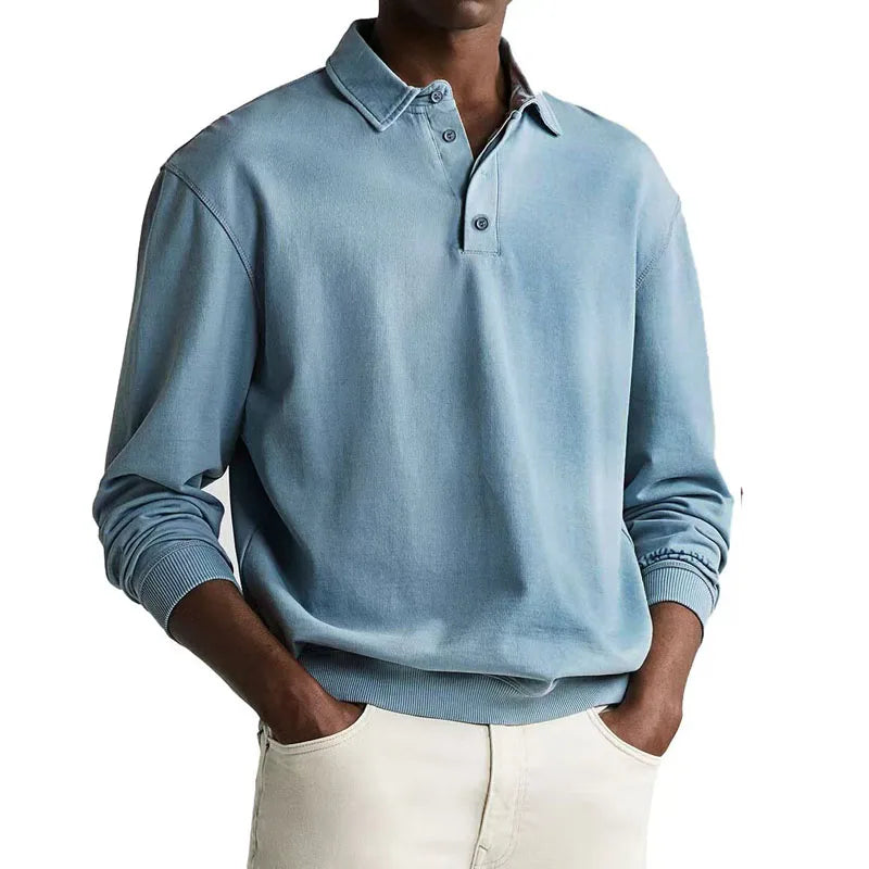 Men’s Long Sleeve Business Casual Cotton Polo