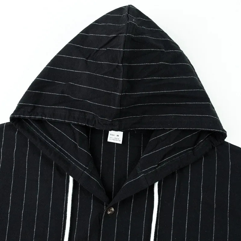 Striped Hooded Linen Shirt